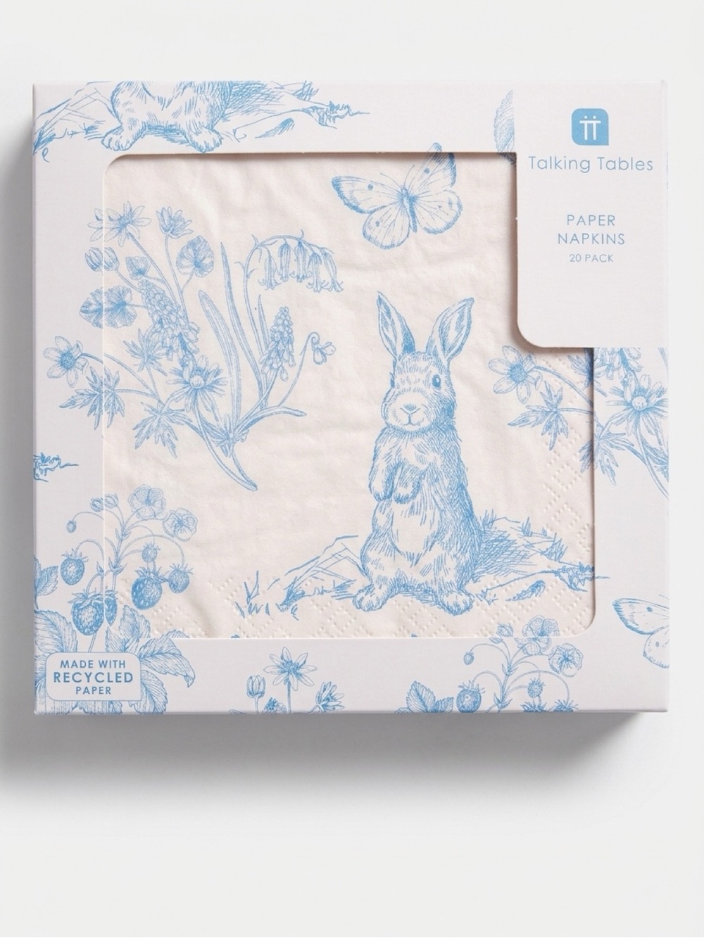alking Tables Easter Bunny Paper Napkins Blue Toile Spring Party NWT